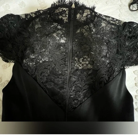 Alice + Olivia Black Satin Lace Jumpsuit - Picture 5 of 7